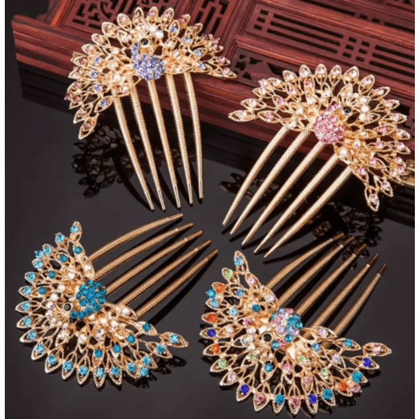 Vintage Peacock Motif Hair Comb
