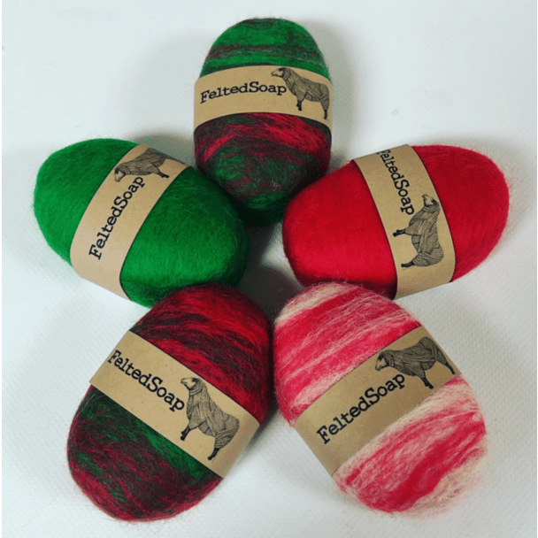 Felted Bar Soap, Holiday Colors