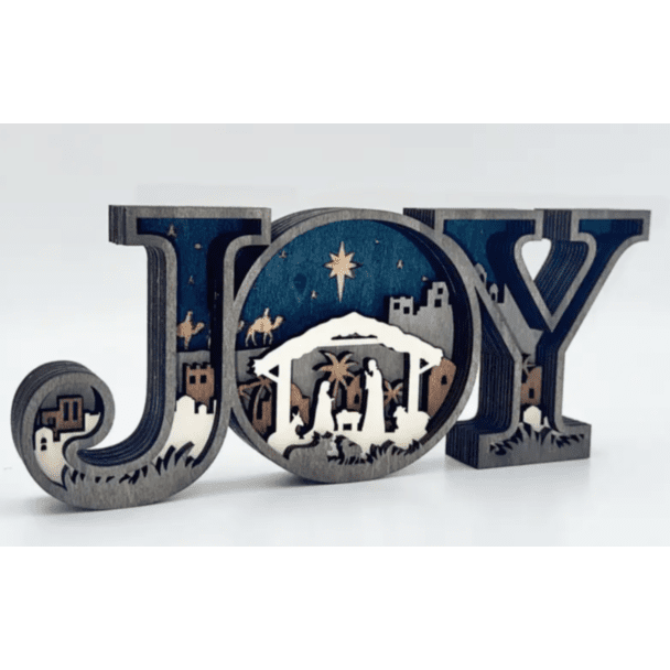 Joy Wooden Christmas Ornament